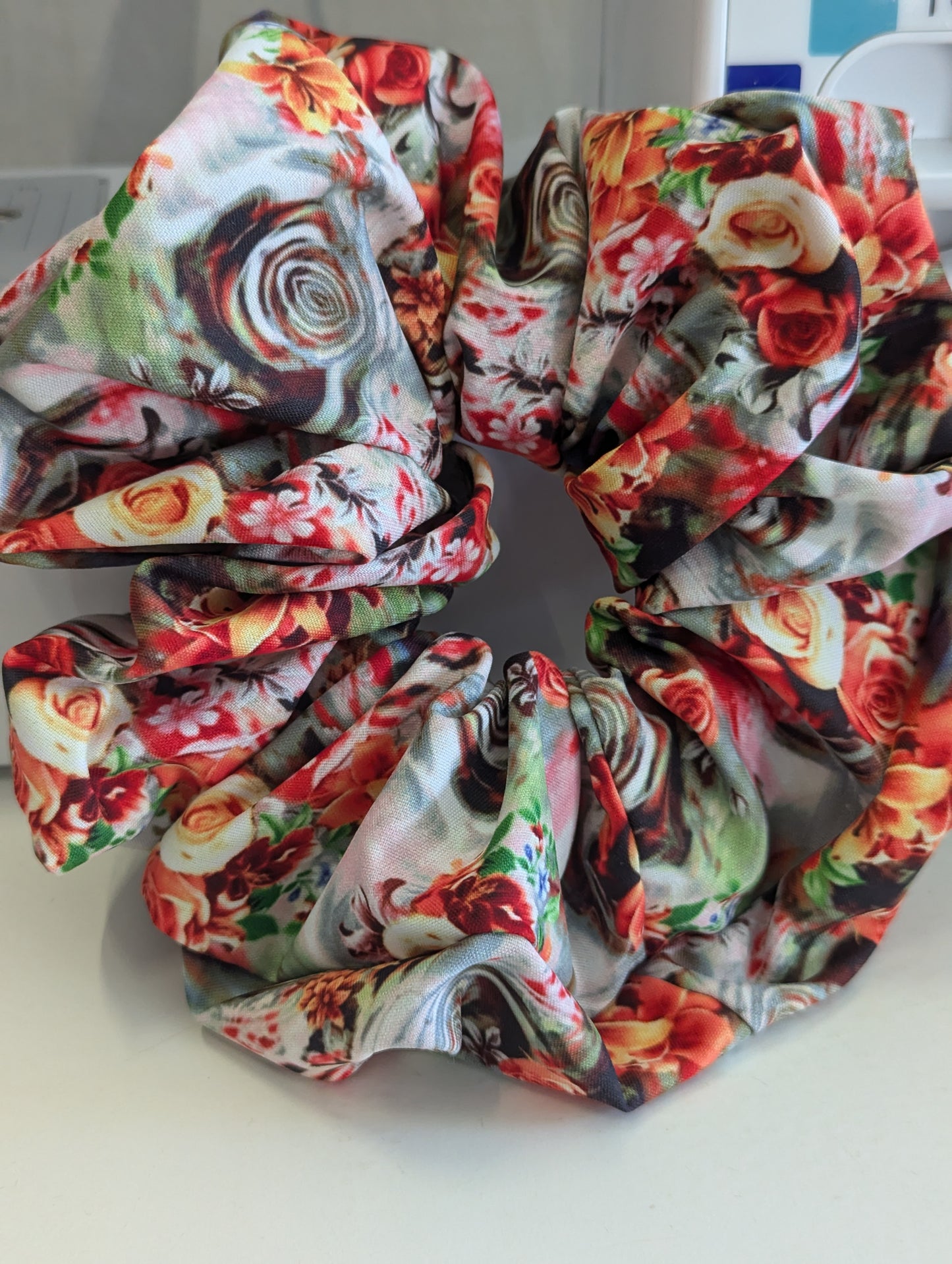 Orange flower scrunchie