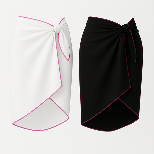 Beach Sarong Pareo with Neon Trim – Summer Wrap Skirt, Buy 2 Get 1 FREE Surprise