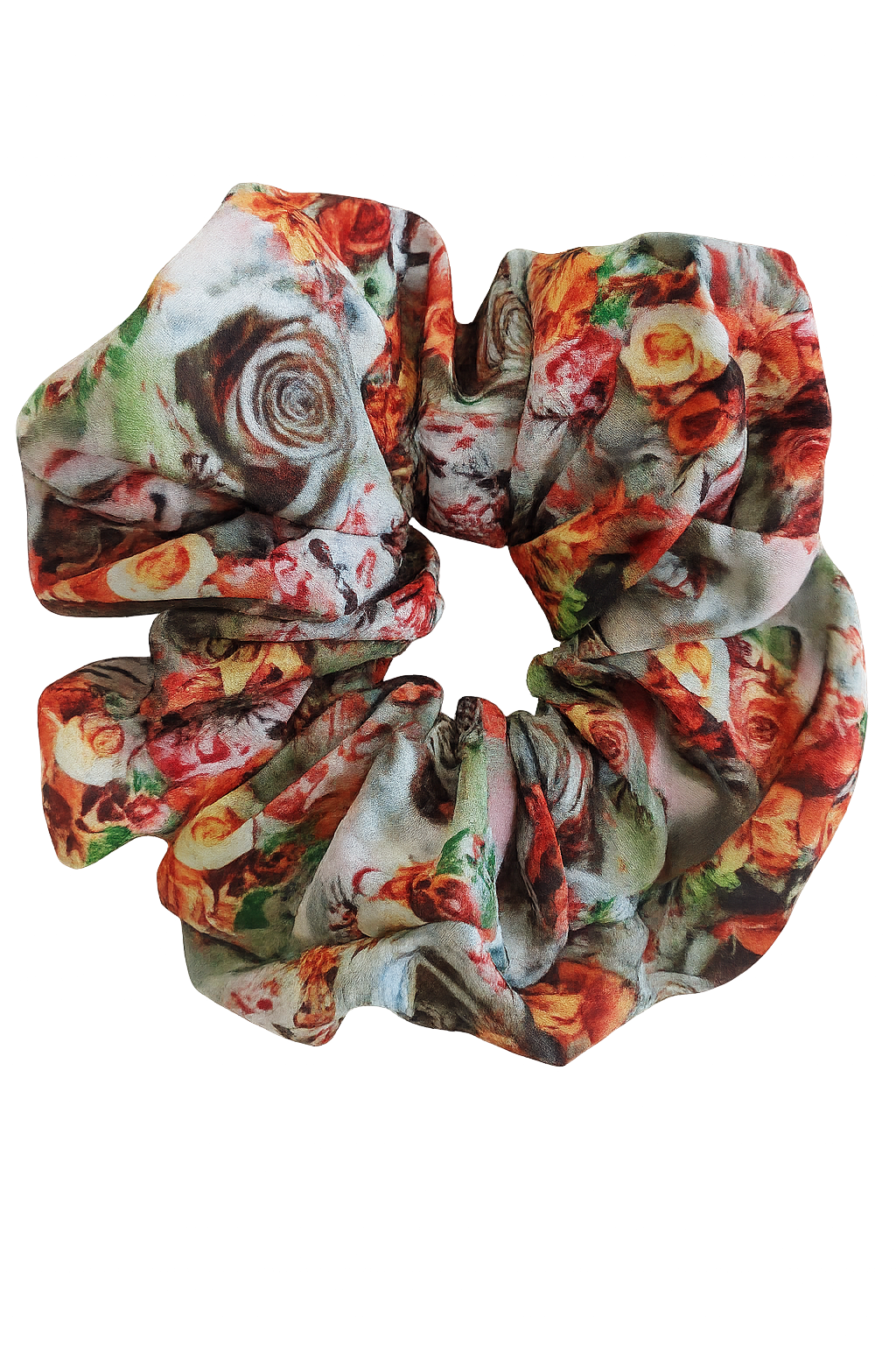 Orange flower scrunchie