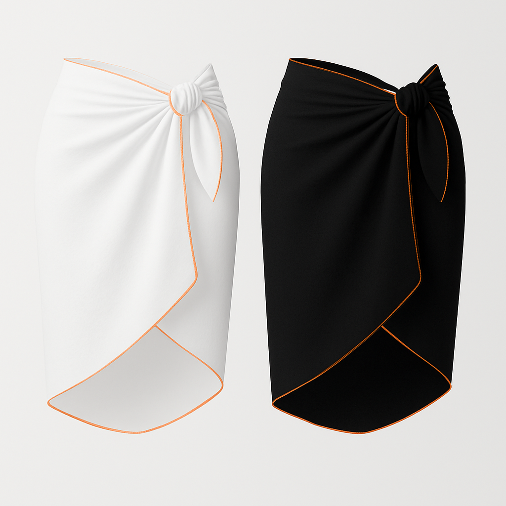 Beach Sarong Pareo with Neon Trim – Summer Wrap Skirt, Buy 2 Get 1 FREE Surprise