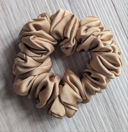 Gold Satin Scrunchie – Soft & Stylish Hair Accessory