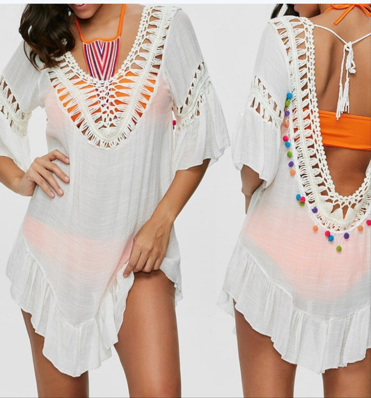 Women cream bubble sarong