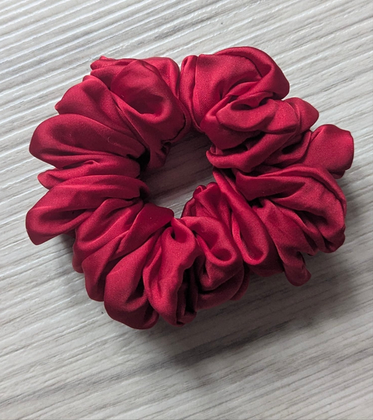 Red Satin Scrunchie – Soft & Stylish Hair Accessory