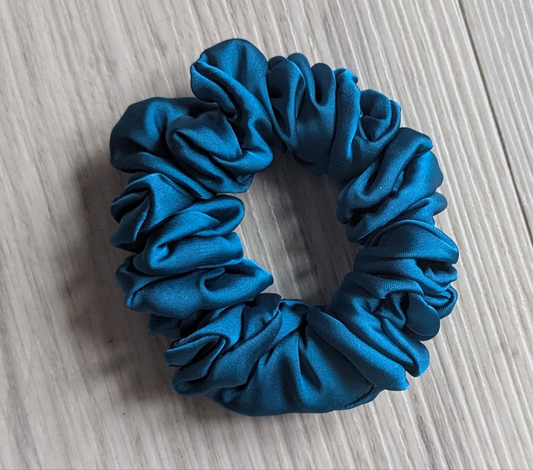 Teal Satin Scrunchie – Soft & Stylish Hair Accessory
