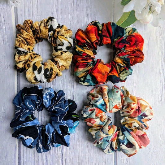Set of 4 Viscose Scrunchies – Colorful & Stylish Hair Accessories
