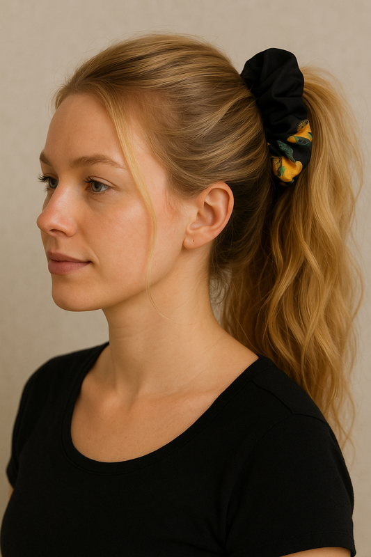 Black blossom oversized scrunchie XXL