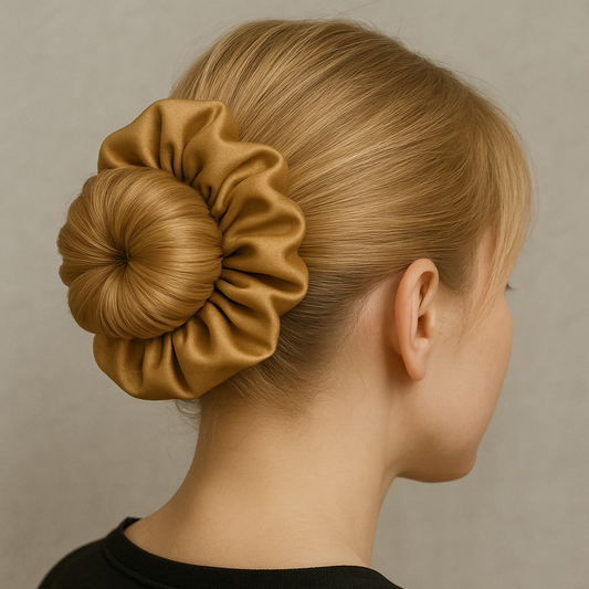Gold Satin Scrunchie – Soft & Stylish Hair Accessory