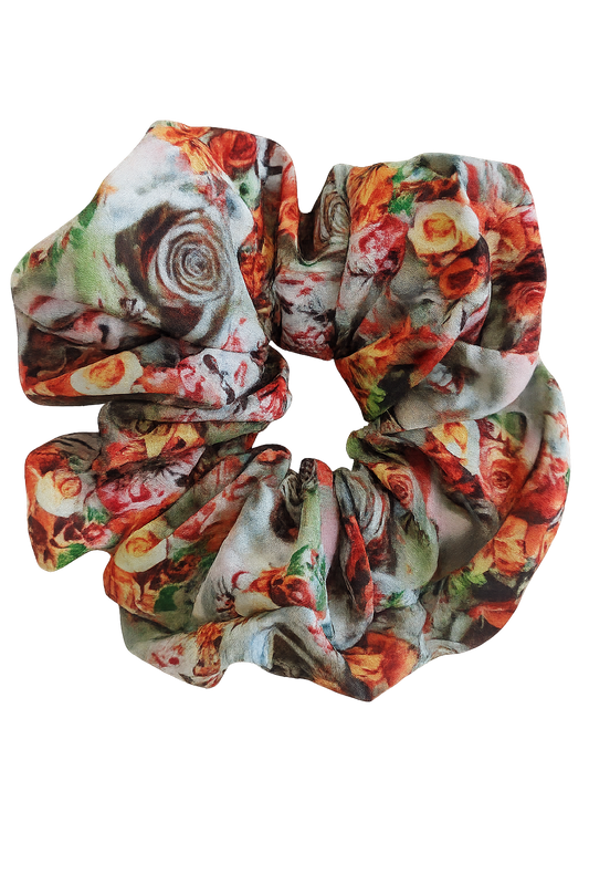 Orange flower scrunchie