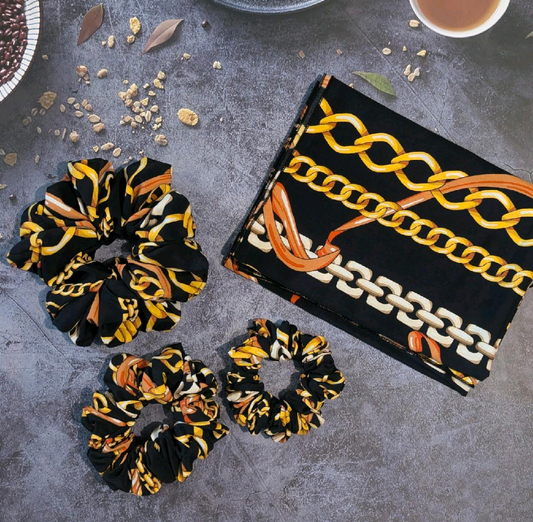 Luxury scrunchie and scarf set gift ready boxed
